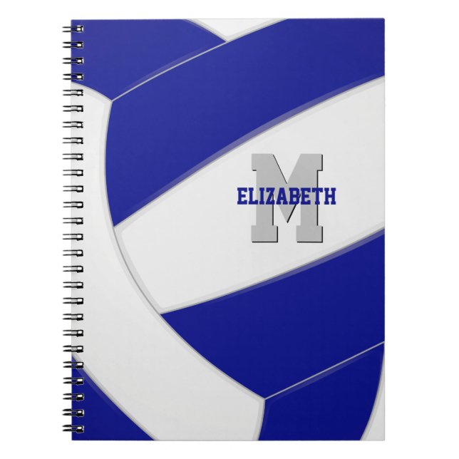Caderno Espiral vôlei branca-azul personalizada masculina (Frente)