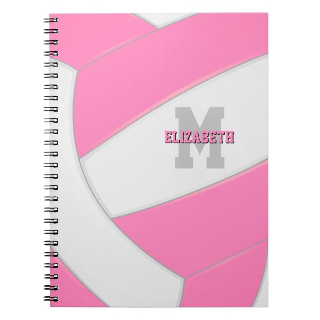 Caderno Espiral vôlei branca rosa personalizada (Frente)