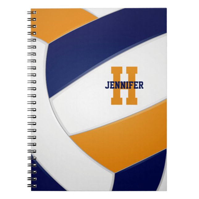 Caderno Espiral Vôlei marinho-laranja (Frente)