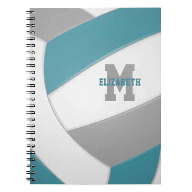 Caderno Espiral vôlei personalizada de cinza branca (Frente)