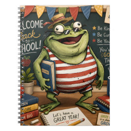 Caderno Espiral Voltar às Aulas Sapo PNG, Decoração de Sala de Aul