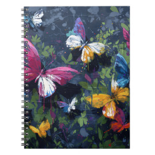 Caderno Espiral Voo de Borboleta Abstrata Vibrante (1)