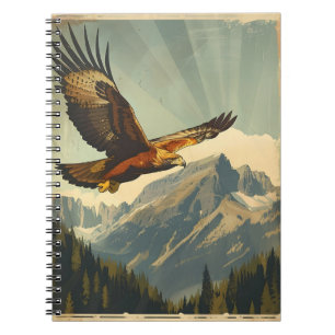 Caderno Espiral Voo Vintage da Águia Ouro