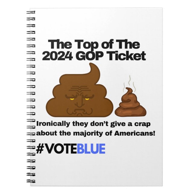 Caderno Espiral Vote Blue 2024: Poop Anti-Trump Emoji Design (Frente)