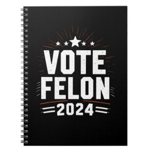 Caderno Espiral Vote Criminoso Trump 2024 Eleição Divertida Voto