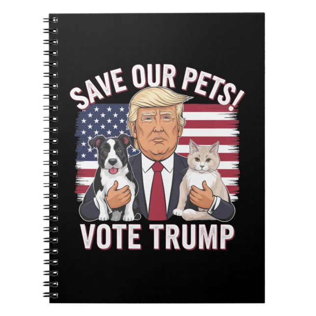 Caderno Espiral Vote Trump Salve Nossos Cães De Pets 2024 Em Segur (Frente)