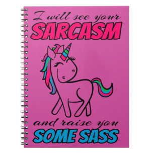 Caderno Espiral Vou Ver Seu Sarcasmo E Aumentar com um Pouco de At