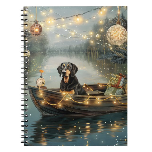Caderno Espiral Voyage festiva de Natal do Conhound Bluetick (Frente)