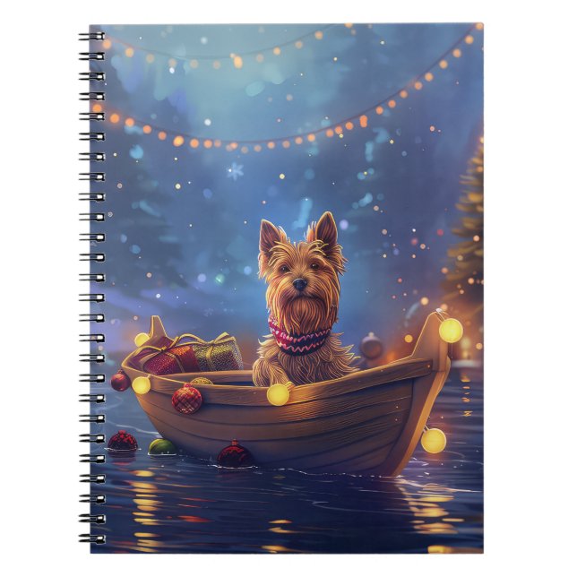 Caderno Espiral Voyage festiva no Terrier Christmas australiano (Frente)