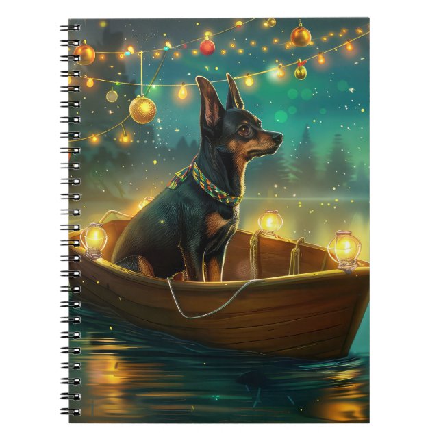 Caderno Espiral Voz Festiva do Natal em Kelpie australiano (Frente)