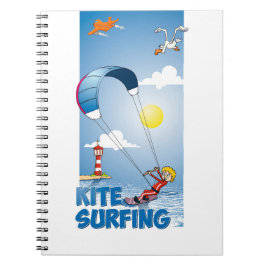 Caderno Espiral Vrolijke kite surfing.