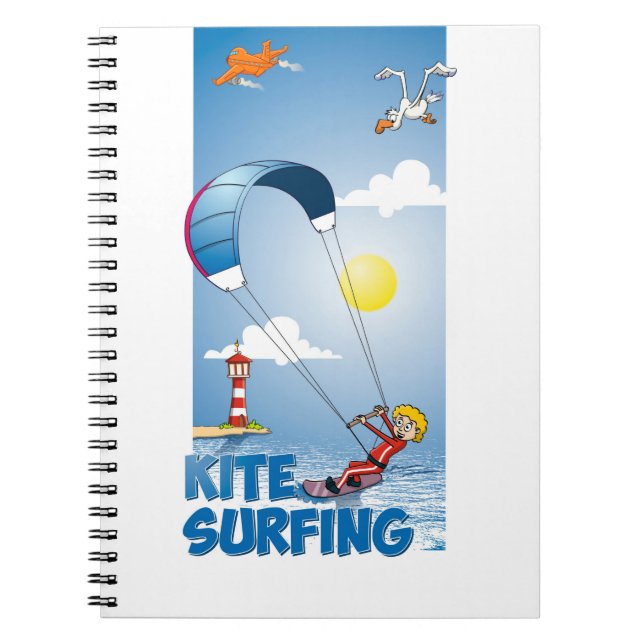Caderno Espiral Vrolijke kite surfing. (Frente)