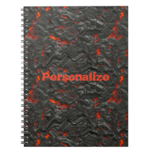 Caderno Espiral vulcão de lava Molten preto e vermelho