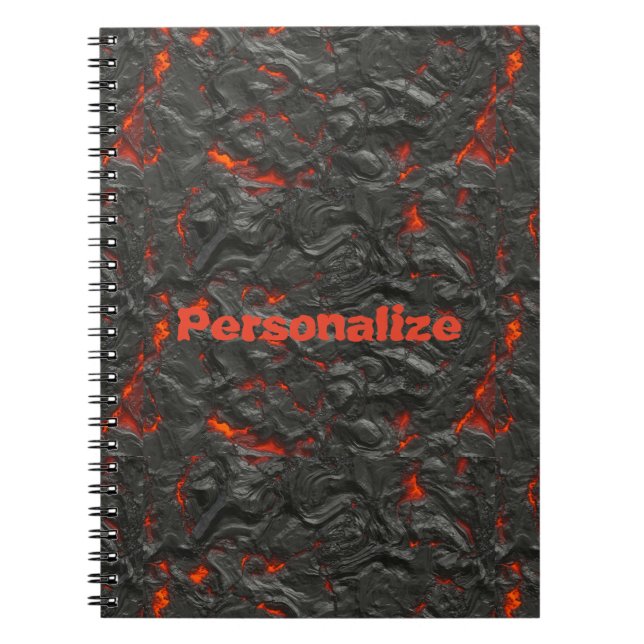 Caderno Espiral vulcão de lava Molten preto e vermelho (Frente)