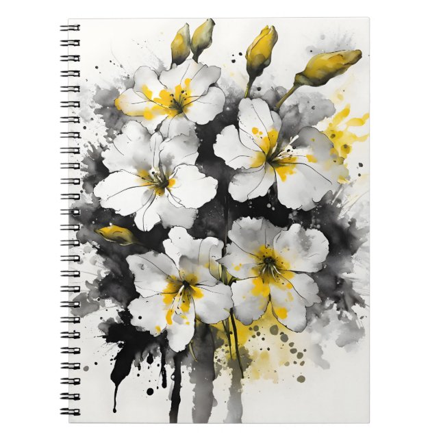 Caderno Espiral Wallflower - Flores aquarela (Frente)