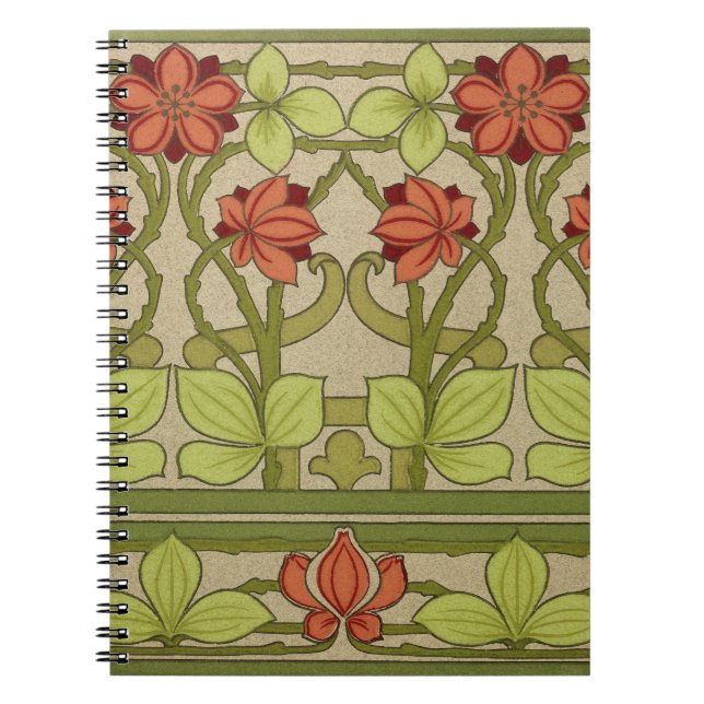 Caderno Espiral Wallpaper Frieze Border Art Nouveau (Frente)