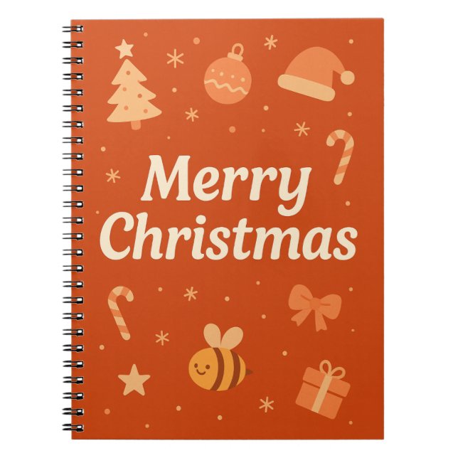 Caderno Espiral Warm Aesthetic Christmas Art – Cute Festive Icons  (Frente)