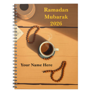 Caderno Espiral Warm Brown Tasbih Desk Scene