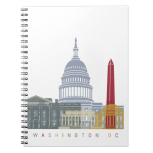 Caderno Espiral Washington DC skyline poster