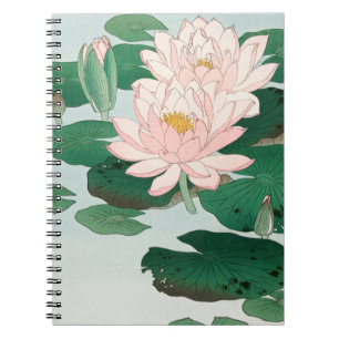 Caderno Espiral Water Lily por Ohara Koson, Arte Japonesa Floral