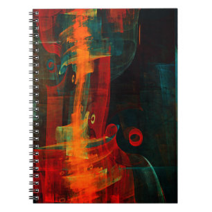 Caderno Espiral Water Orange Red Blue Modern Abstract Art Pattern
