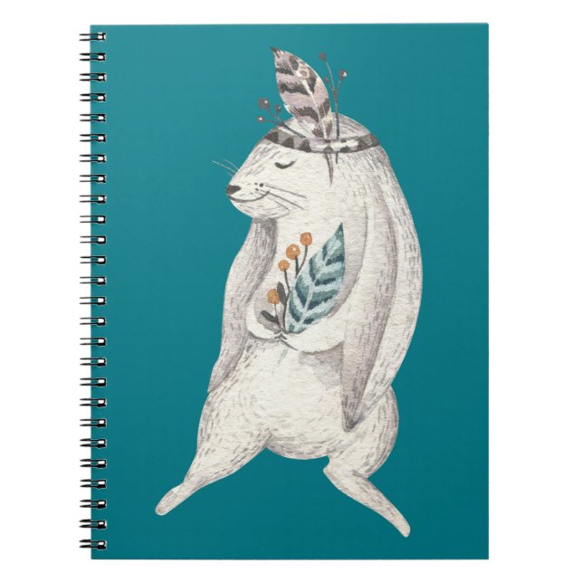 Caderno Espiral Watercolor Boho Bunny (Frente)
