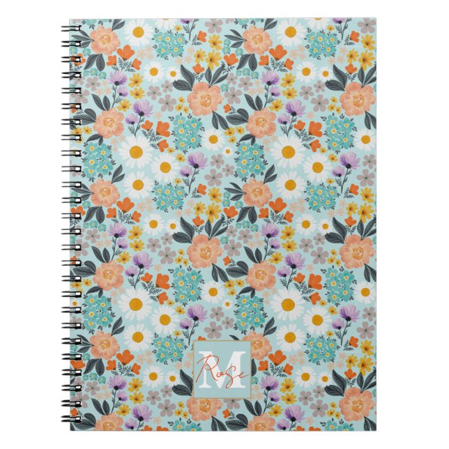 Caderno Espiral Watercolor Boho Floral (Frente)