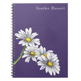 Caderno Espiral Watercolor Daisy Floral Boho Christmas Gift