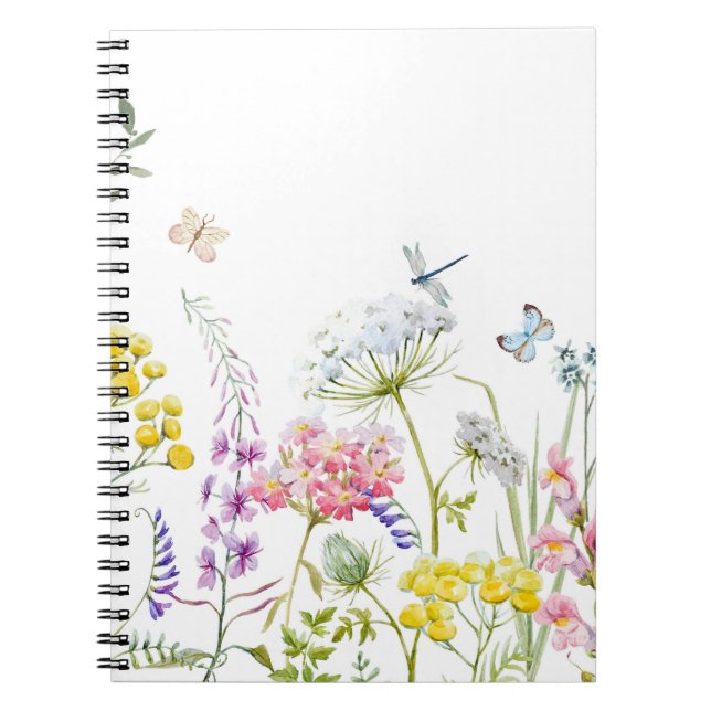 Caderno Espiral Watercolor Flores Selvagens — Verão (Frente)