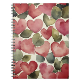 Caderno Espiral Watercolor. Flowering Hearts