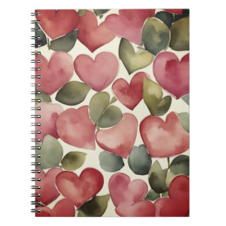 Caderno Espiral Watercolor. Flowering Hearts