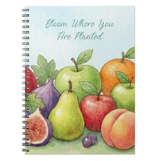 Caderno Espiral Watercolor Fruit Abundance, Tu Bishvat Background