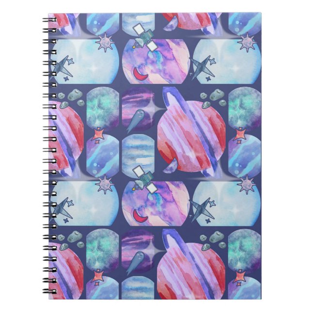 Caderno Espiral Watercolor Galaxy Patchwork (Frente)