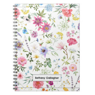 Caderno Espiral Watercolor Garden Bloom   Vibrante Personalizado