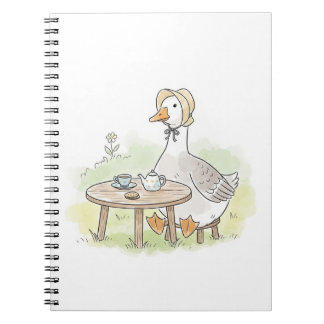 Caderno Espiral Watercolor Goose Tea Party