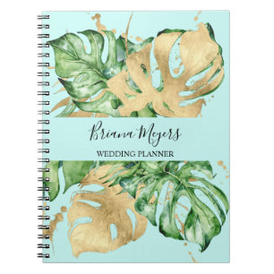 Caderno Espiral Watercolor Greenerescer Palm Deixa Dourada Ativida