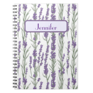 Caderno Espiral Watercolor Lavender Flowers Personalized