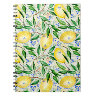 Caderno Espiral Watercolor lemons fruit