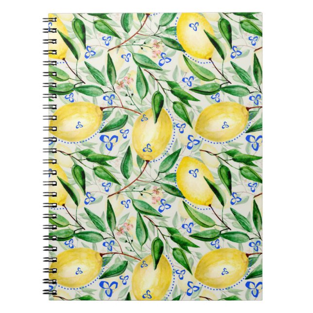 Caderno Espiral Watercolor lemons fruit (Frente)