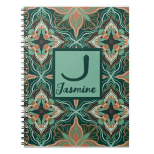 Caderno Espiral Watercolor Marroal Teal Floral