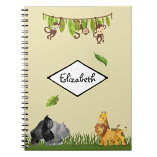 Caderno Espiral Watercolor Safari Jungle Animal Illustration