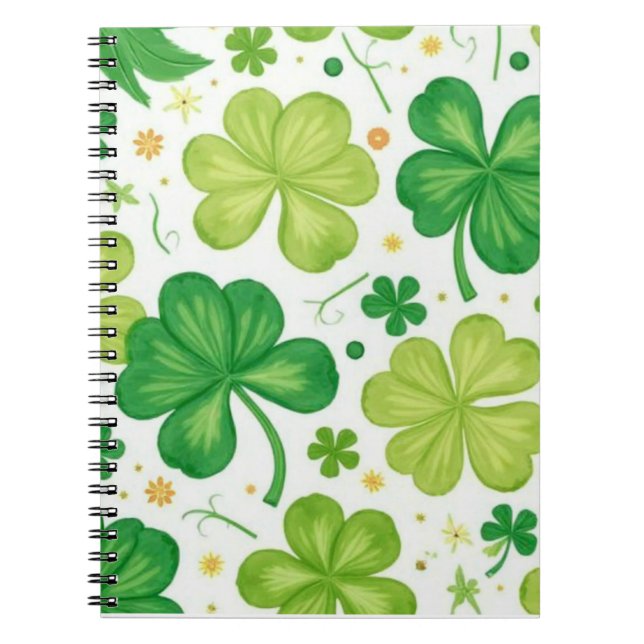Caderno Espiral Watercolor Shamrock Pattern (Frente)