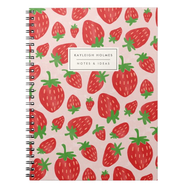 Caderno Espiral Watercolor Strawberries Notebook (Frente)
