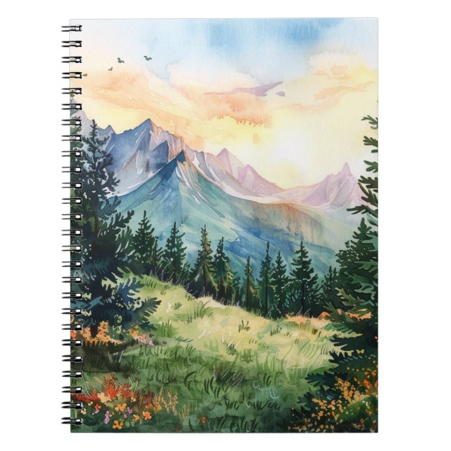 Caderno Espiral Watercolor Summer Mountain (Frente)