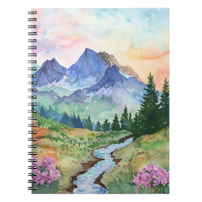 Caderno Espiral Watercolor Summer Mountain (Frente)