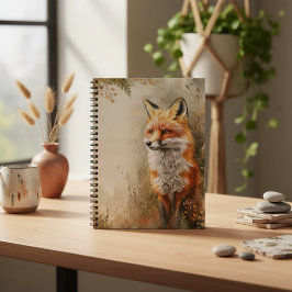 Caderno Espiral Watercolor Woodland Fox Nature 