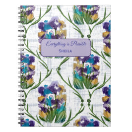 Caderno Espiral Watercolour Iris Floral Wreath Notebook