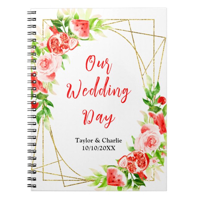 Caderno Espiral Watermelon and Pomegranate Wedding Planner (Frente)