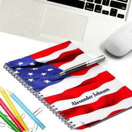 Caderno Espiral Waving American Flag Notebook