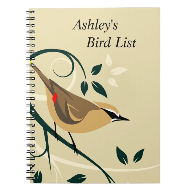 Caderno Espiral Waxwing Bird List Journal (Frente)